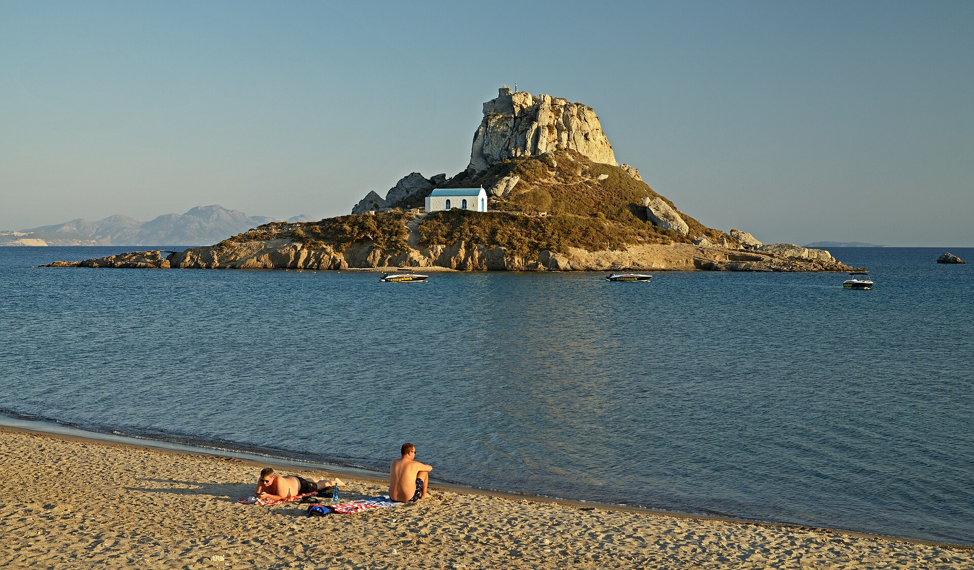 Spiaggia di Kefalos, isolotto di Kastri e cappella di San Nicola, Kos